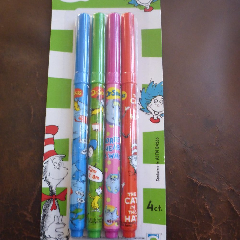 Set of 4 Dr. Seuss The Cat In The Hat Markers